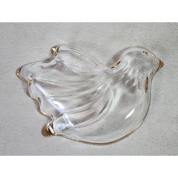 Mikasa Trinket Candy Dish Bird Dove Shaped Clear Glass Gold Trim Accent Vintage - Picture 6 of 9
